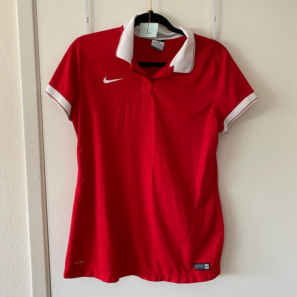 Red Nike Collared Shirt